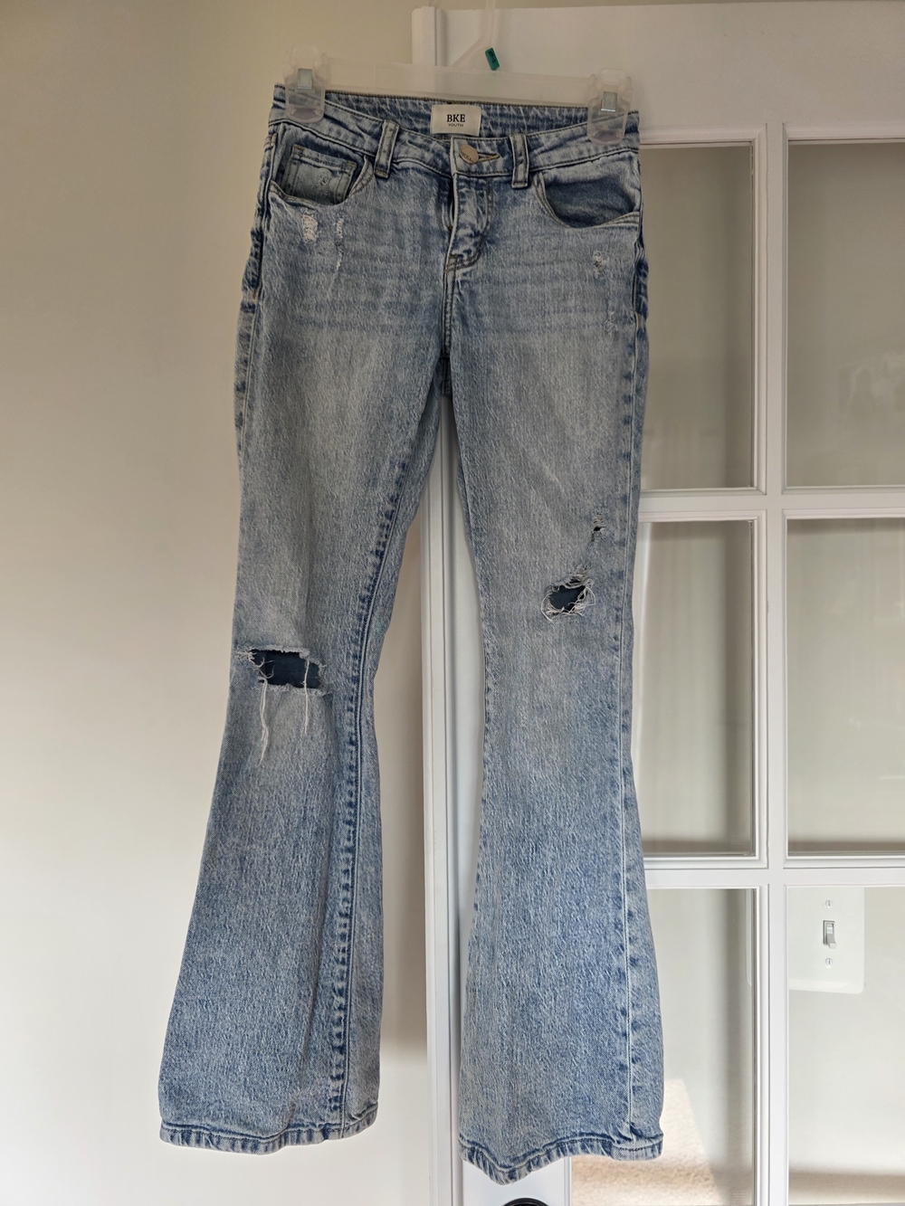 BKE Youth Girls Light Blue Distressed Flare Jeans